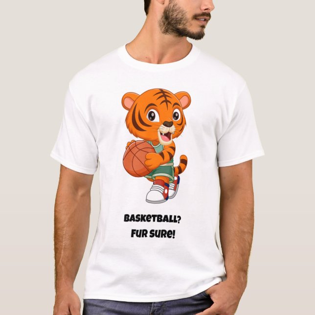 Camiseta Basquete? Com certeza! Gato Engraçado (Frente)