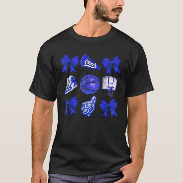 Camiseta Basquete Coquette Azul Cheio Dia da Mãe Mulher (Frente)