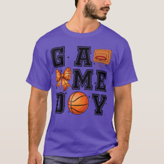 Camiseta Basquete Coquette Laço Cute Dia de Jogo Cheer Mãe 