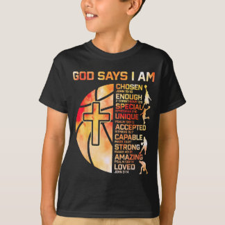 Camiseta Basquete Cristão para Meninos Deus Diz Gráfico Rel