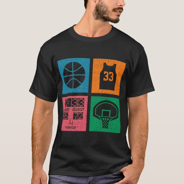 Camiseta Basquete de Bloco de 4 Cores (Frente)