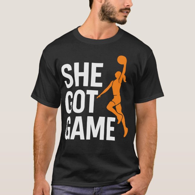 Camiseta Basquete de Empoderamento de Arremesso She Got Gam (Frente)