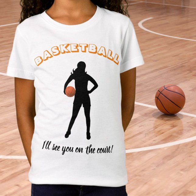 Camiseta Basquete de Menina "Vejo-te no tribunal" (Girl Basketball Tee)