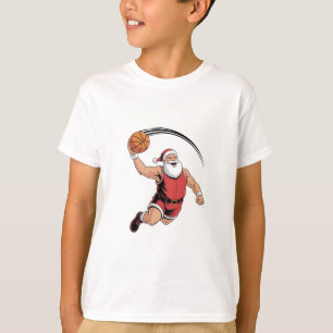 Camiseta Basquete de Natal Jogando Papai Noel Esporte