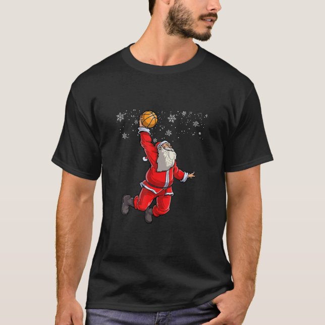 Camiseta Basquete de Natal Pajamas Santa Claus Slam Dunk (Frente)