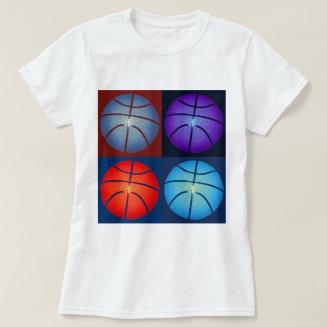 Camiseta Basquete de Pop de Quatro Cores (Frente do Design)