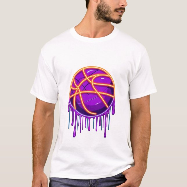Camiseta Basquete Drip Neon Gráficos de Basquete  (Frente)