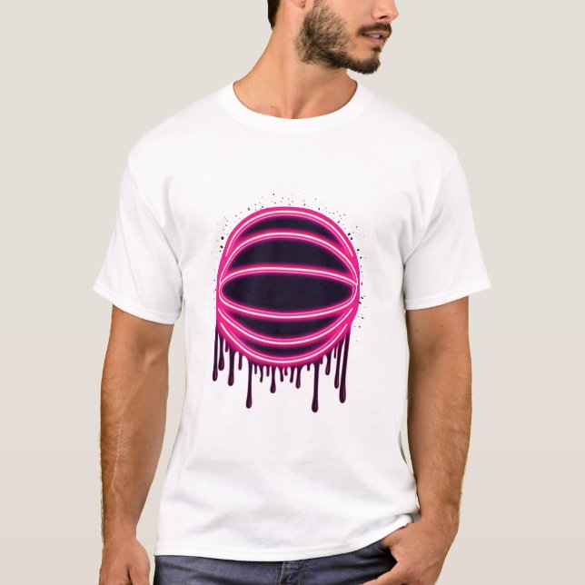 Camiseta Basquete Drip Neon Gráficos de Basquete  (Frente)