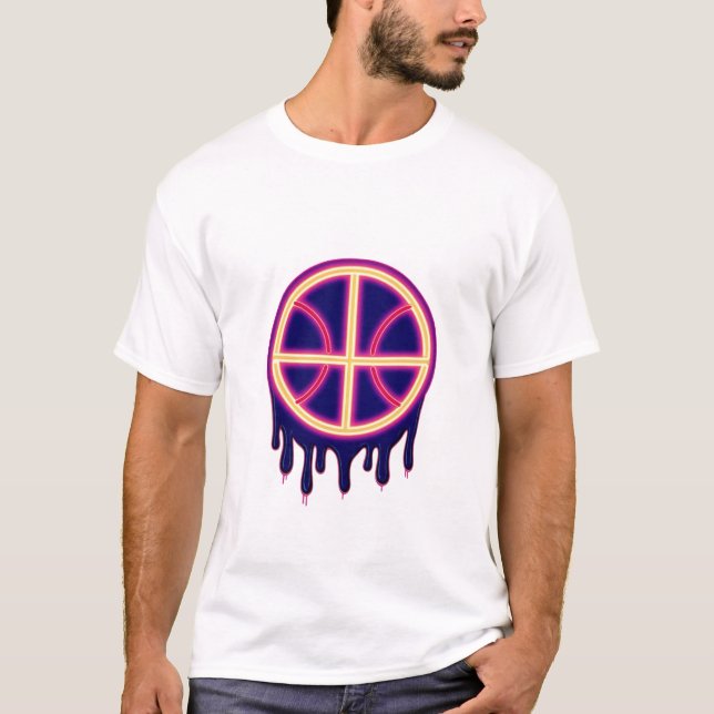 Camiseta Basquete Drip Neon Gráficos de Basquete  (Frente)