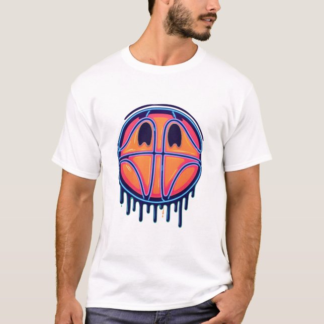 Camiseta Basquete Drip Neon Gráficos de Basquete  (Frente)