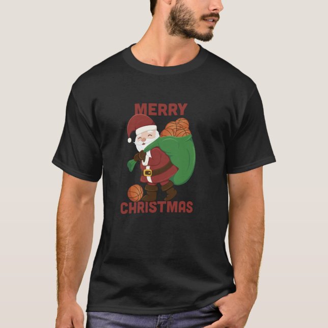 Camiseta Basquete Esporte Papai Noel Feliz Natal (Frente)