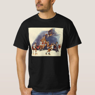 Camiseta Basquete Esportivo Vintage, Jogadores em uma Parti
