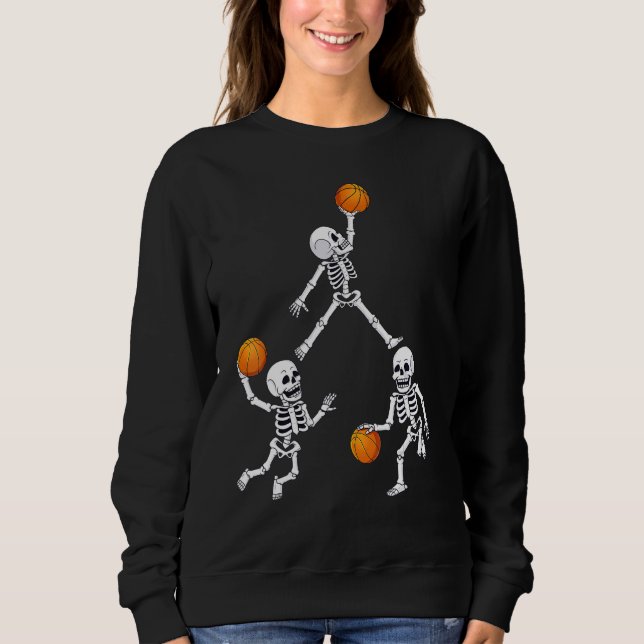 Camiseta Basquete Halloween Esqueleto Enterrada Drible Garo (Frente)