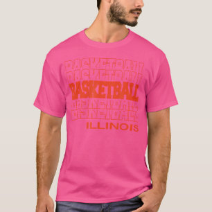 Camiseta Basquete Illinois em moderna empilhamento