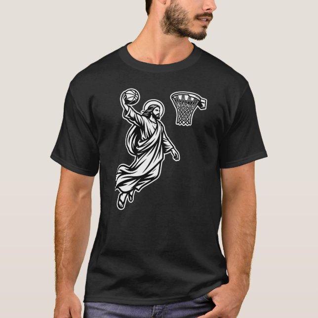Camiseta Basquete Jesus Enterrada - Sátira Esportiva (Frente)