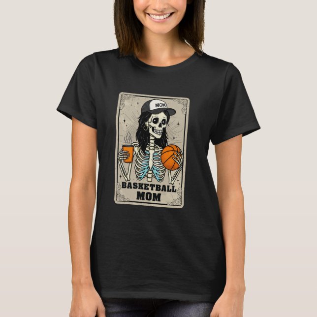 Camiseta Basquete Mãe Esqueleton Vintage Tarot Card Engraça (Frente)
