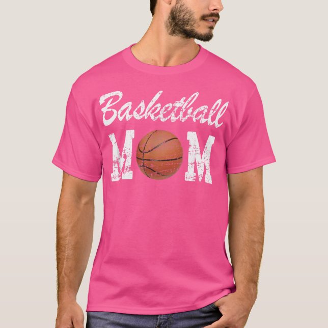 Camiseta Basquete Mamãe Cute Novelty Distressa (2) (Frente)
