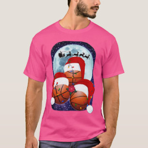 Camiseta Basquete Natal Santa Hat Moon Reindet Light