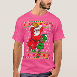 Camiseta Basquete negro afro-americano Papai Noel Dunk