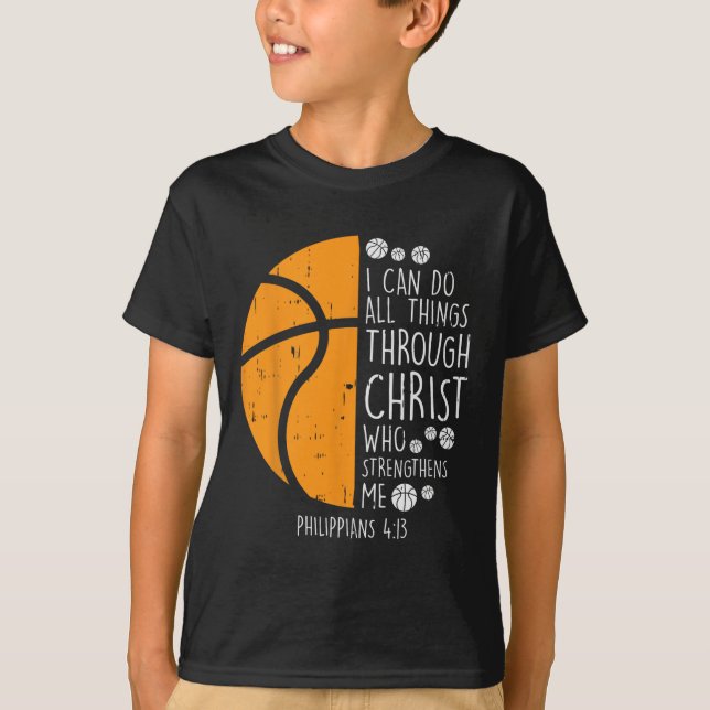 Camiseta Basquete posso fazer coisas Bíblia Verdade Deus Je (Frente)