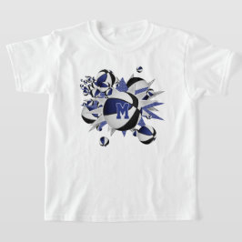 Camiseta basquete preto azul de menina estrelas monograma