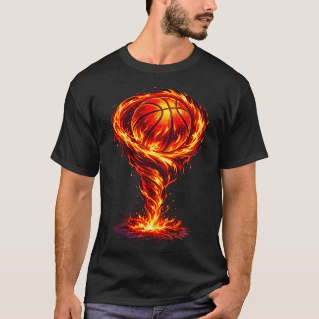 Camiseta Basquete Redemoinho Fogo Aro de Basquete Rede Slam (Frente)