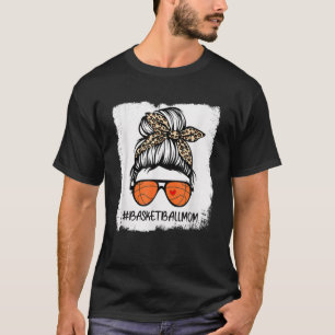 Camiseta Basquete Sangrento Mãe Vida Leopardo Mensagem Bun