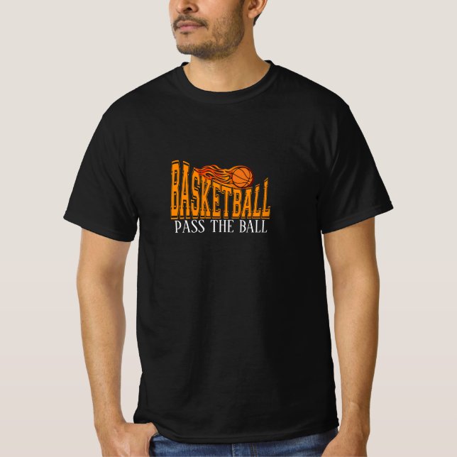 Camiseta Basquete - Tipografia de Bola em Chamas (Frente)