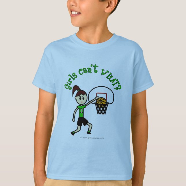 Camiseta Basquete Verde-claro para garotas (Frente)