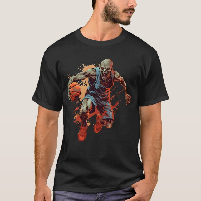 Camiseta Basquete Zumbi, Arremessando com zumbis (Frente)