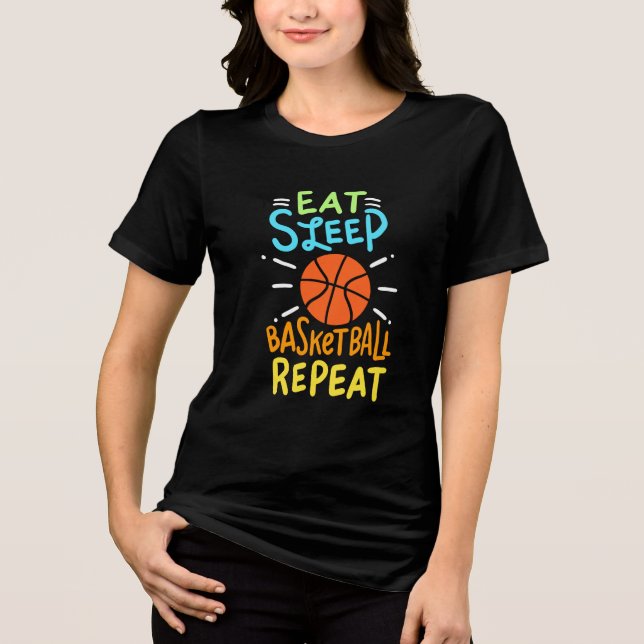 Camiseta Basquetebol - Comer Dormir Basquetebol Repetir (Frente)