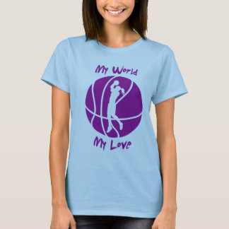Camiseta Basquetebol das meninas meu mundo, meu amor
