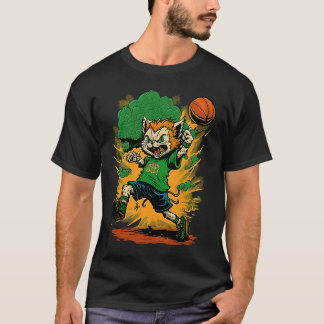 Camiseta Basquetebol Duende de Gato Dia de São Patrício Esp