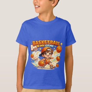 Camiseta Basquetebol É Meu Jogo Design Cute Kawaii de Esp