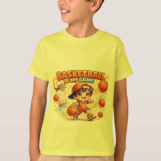 Camiseta Basquetebol É Meu Jogo | Design Cute Kawaii de Esp (Frente)