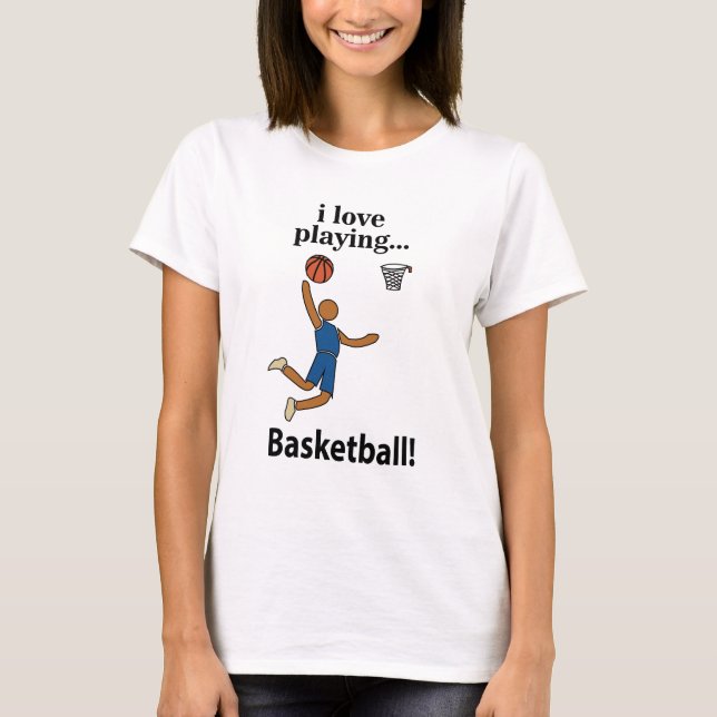 Camiseta Basquetebol Eu Amo Jogar Basquetebol (Frente)
