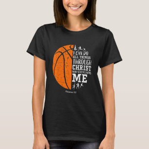 Camiseta Basquetebol Eu Posso Fazer Coisas Através Do Crist