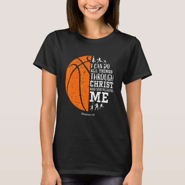 Camiseta Basquetebol Eu Posso Fazer Coisas Através Do Crist (Frente)