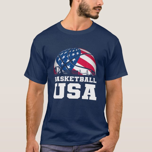 Camiseta Basquetebol EUA apoia a Equipe T USA Flag (Frente)