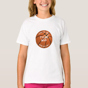 Camiseta Basquetebol, Nome da Criança, MVP/Número, 2 Linhas