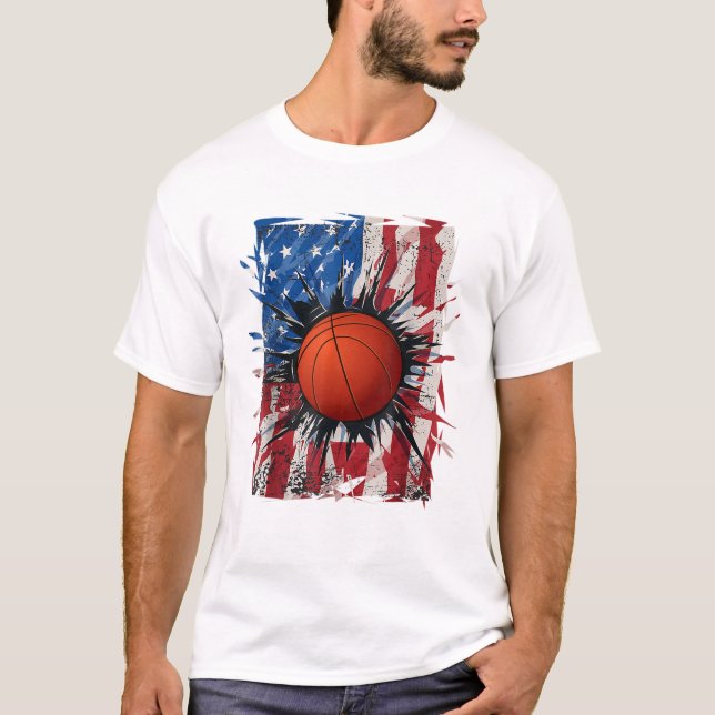Camiseta Basquetebol Patriótico 4 De Julho (Frente)