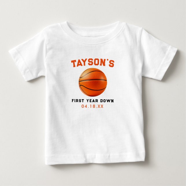 Camiseta Basquetebol Primeiro Ano Abaixo Aniversário de 1 a (Frente)