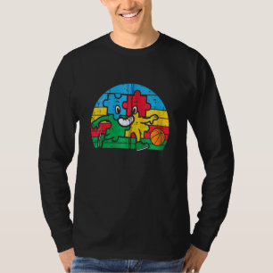 Camiseta Basquetebol Puzzle Retro Conscientização sobre Aut