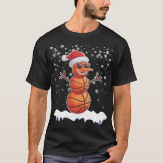 Camiseta Basquetebol Snowman Christmas Santa Hat Flocos de 