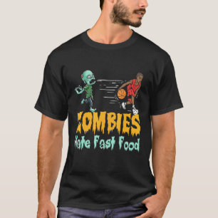 Camiseta Basquetebol Zumbis de Halloween Odeiam Comida Rápi