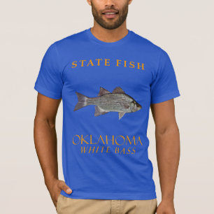 Camiseta Bass Branco de Peixe do Território de Oklahoma