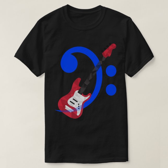 Camiseta Bass Clef Bass Guitarra Bass Música Guitarista (Frente do Design)