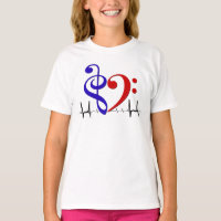 Bass Clef Heart EKG Waves Marinho & Red