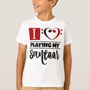 Camiseta Bass Clef Heart Eu Adoro Tocar Meu Santoor