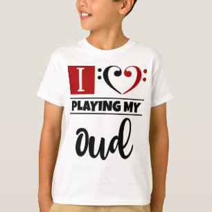 Camiseta Bass Clef Heart I Love Tocando Minha Oud